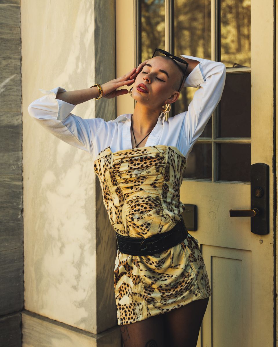 Fashion portrait in golden hour light
