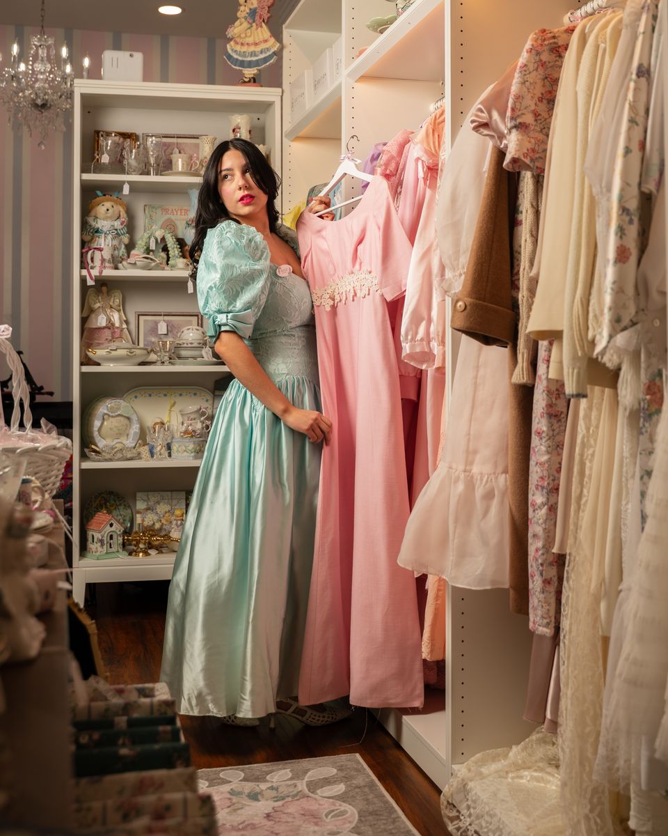 Portrait in vintage boutique